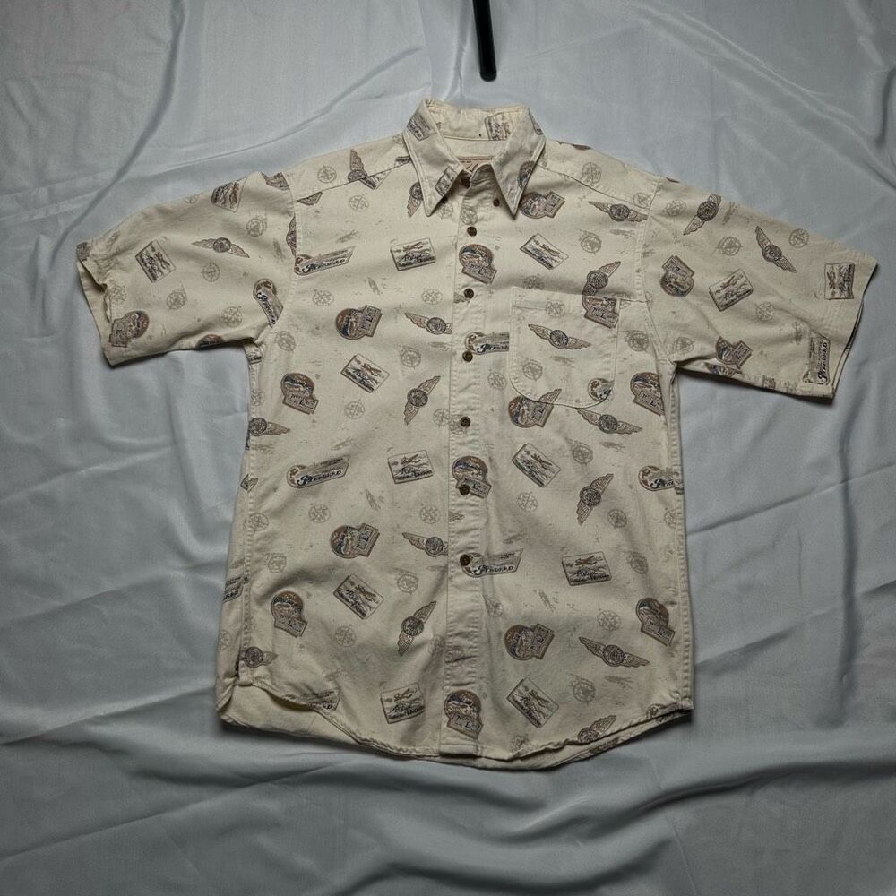 Beautiful all over graphic made in USA woolrich button up